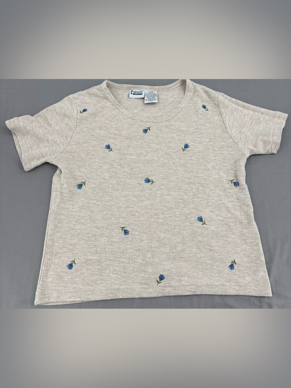 🌿 Vintage 90s Capacity Petites Floral Embroidered Knit Top – Petite M